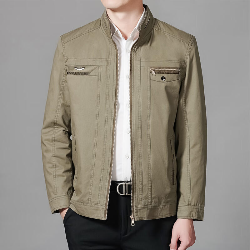 云蔷40岁男人穿搭 男装夹克大码中年男士休闲宽松立领百搭爸爸装时尚