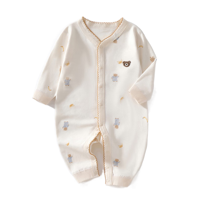 貝肽斯寶寶連體衣春秋男女爬服新生嬰幼兒衣服純棉哈衣 小小熊 73cm