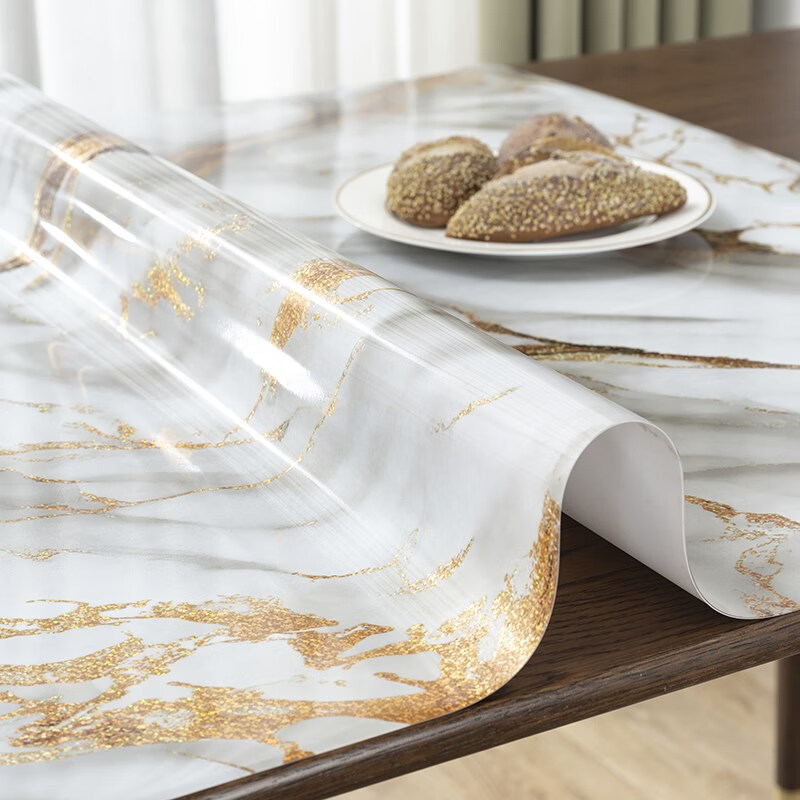 油防烫免洗pvc桌垫长方形软玻璃餐桌垫小清新茶几垫子 zd-鎏金大理石