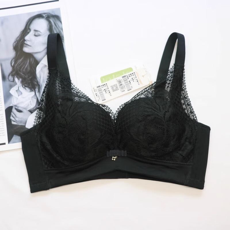 西维娅s707-11文胸无钢圈桑蚕丝定型bc中薄杯聚拢侧收调整型内衣 黛墨