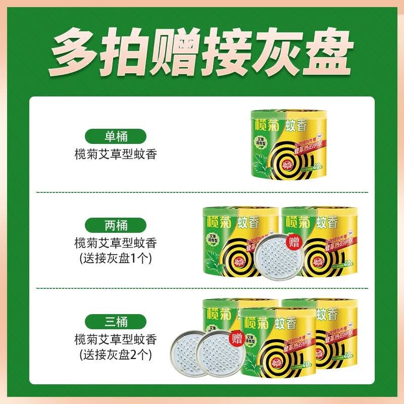 榄菊蚊香加大盘40单圈艾草清香型户外家用防蚊长效驱蚊盘香黑蚊香 艾草清香*80圈【赠接灰盘*1】