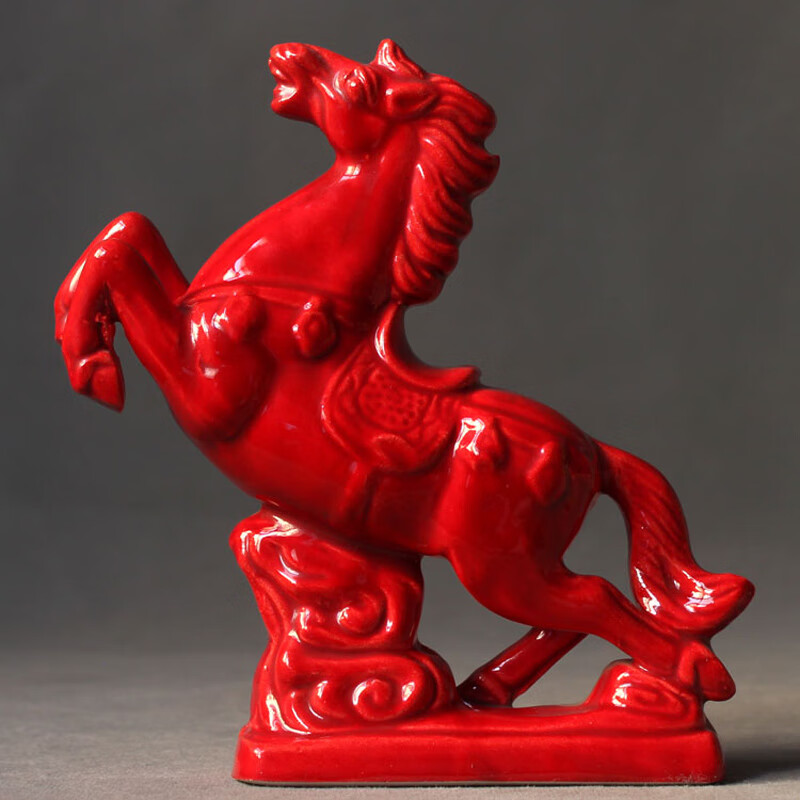 泉鸿韵唐三彩陶瓷马摆件大红色马礼品飞黄腾达工艺品家居装饰风生水起