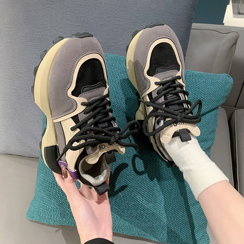 百丽美咖小蛮腰鞋华夫阿甘鞋女款网红超火厚底德训老爹运动休闲跑步鞋