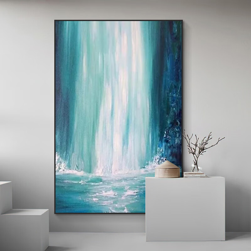 美识瀑布大自然装饰挂画 客厅动态抽象瀑布图肌理挂画玄关流水生财纯