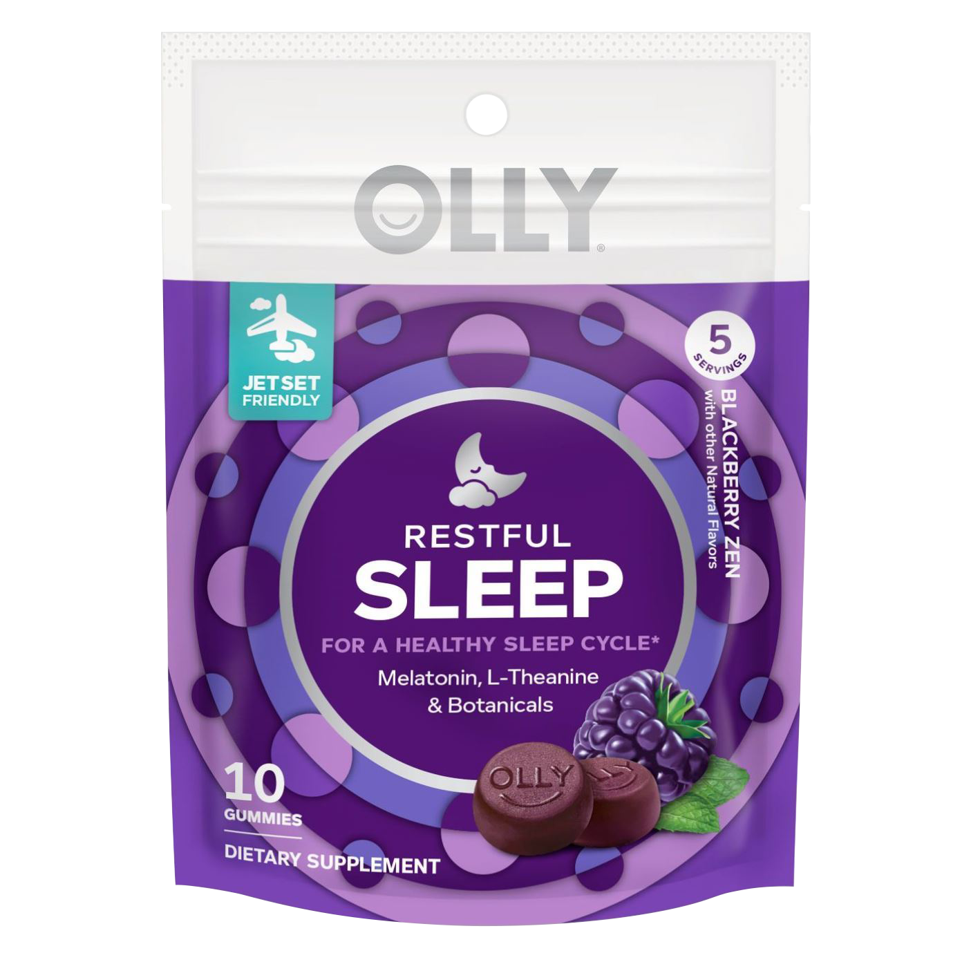 OLLY 美国进口OLLY褪黑素睡眠软糖sleepwell茶氨酸睡眠软糖10粒