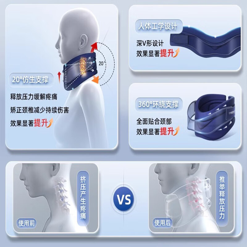 颈托防低头脖子前倾神器固定支撑护颈脖套颈椎牵引器e 基础透气款