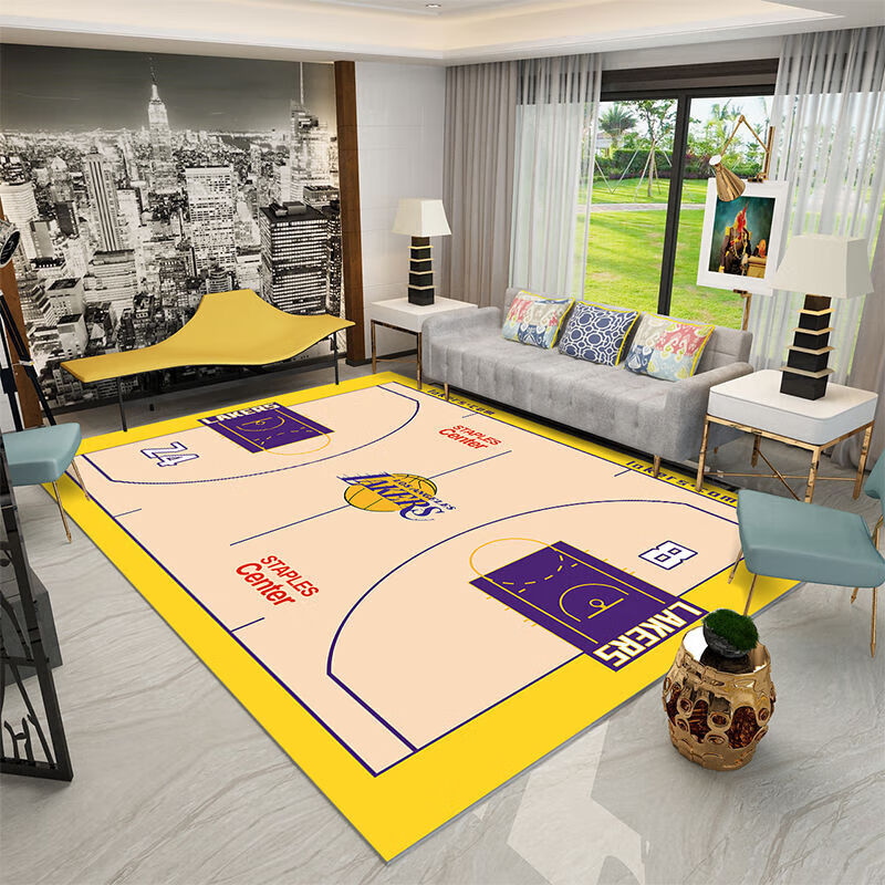 远嘉妮篮球主题加厚地毯客厅男生卧室耐脏房间满铺大面积湖床边毯 湖1