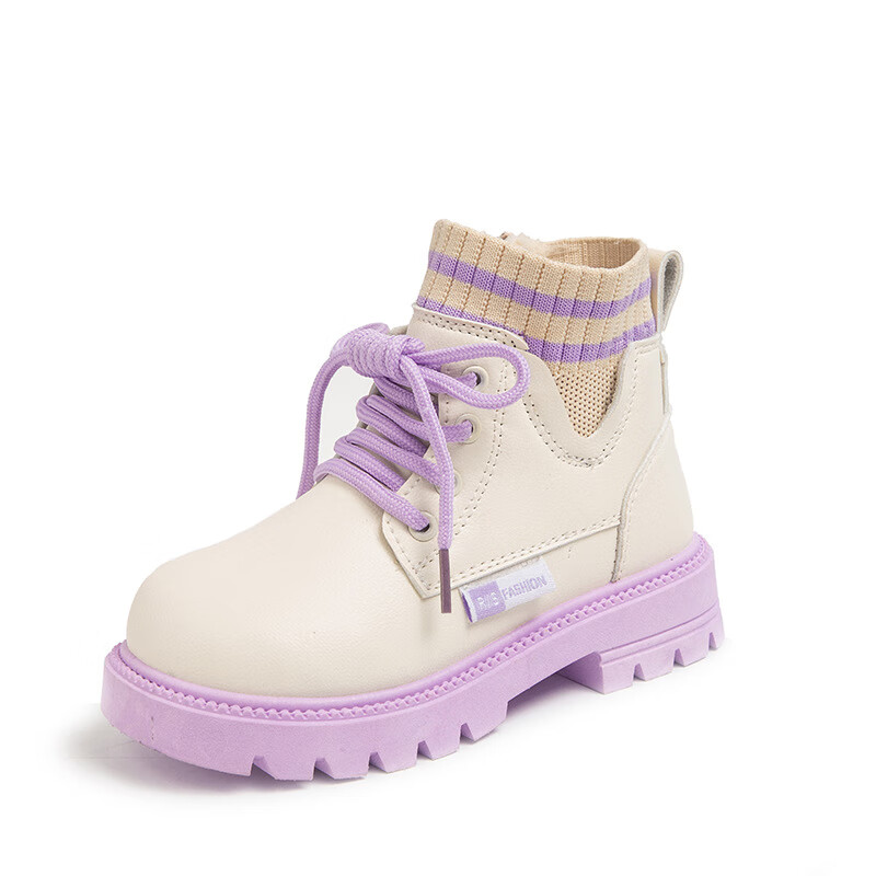 乔僖枫女童皮鞋2023秋冬新款儿童英伦风马丁靴冬季女孩加绒二棉公主