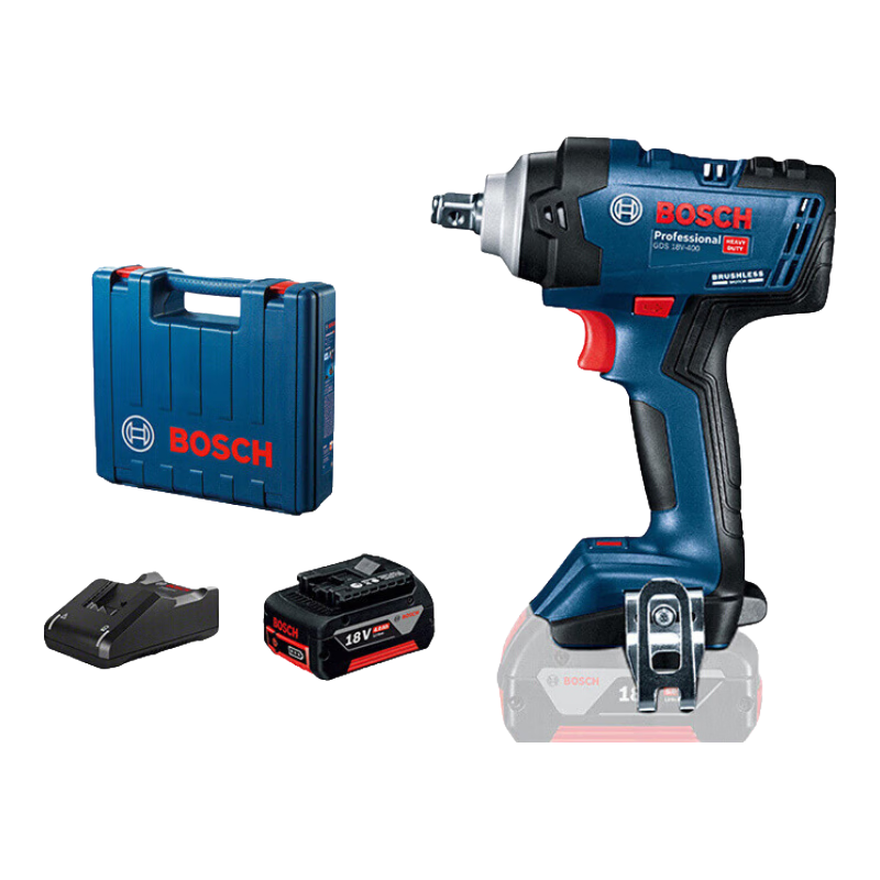 博世（BOSCH） GDS 18V-400無刷鋰電沖擊扳手充電式架子工大功率風炮電動扳手 單電版（5Ah×1塊電池）