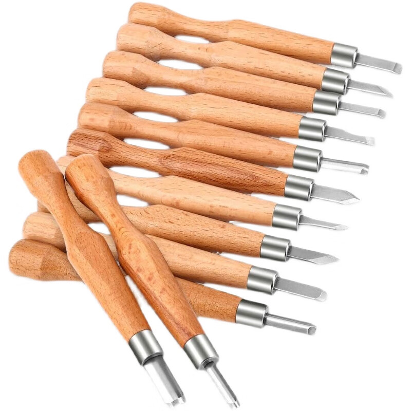 12件套软木工刻刀套装 仿红木雕刻刀木工雕刻套装 美术雕刻刀套装 12