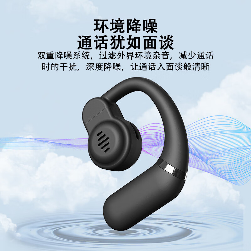 骠骑骏新款不入耳无线蓝牙耳机5.4芯四核重低音质超长续航左右旋转通用 【S02黑色数显】180°左右可旋转佩戴+长续航