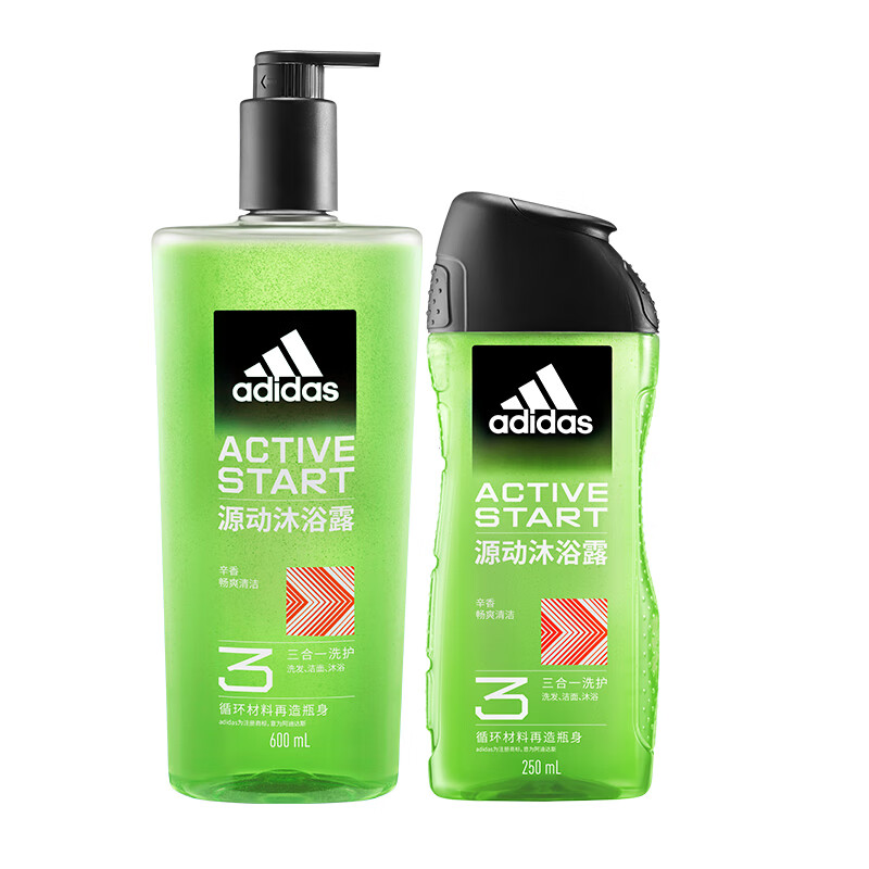 阿迪达斯（Adidas）男士护理沐浴露洗发沐浴洗脸三效合一运动香氛型 【三效合一】源动600ml+250ml