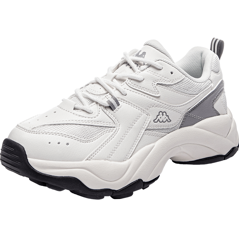 Kappa卡帕背靠背女鞋老爹鞋女2026新款运动小白鞋子女百搭休闲鞋女 经典白/静谧灰 38