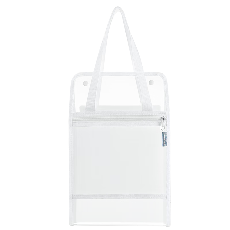 金得利13格A4雙層透明風琴包大容量學生書本試卷收納袋手提拎塑料文件袋學習資料補習袋科目分類袋白色DC1305