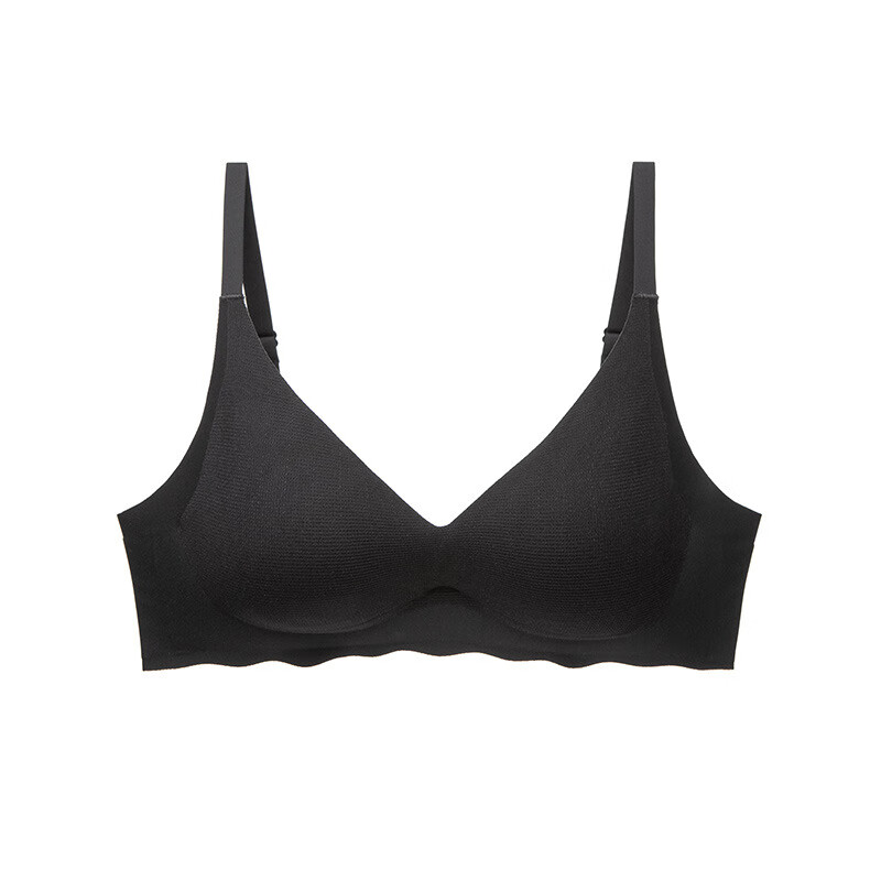 佧森滋固定杯无痕内衣女桑华夫格小胸聚拢收副乳文胸胸罩 黑色 S(70A/70B)