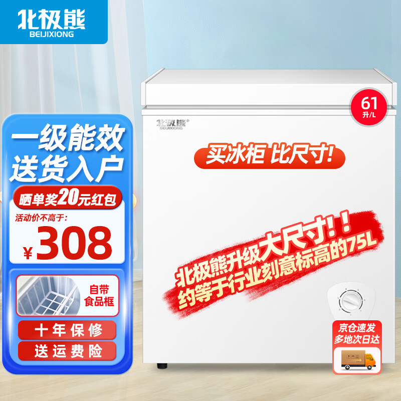 北极熊(beijixiong)小冰柜家用小型冷冻保鲜迷你冷藏商用卧式冷柜储