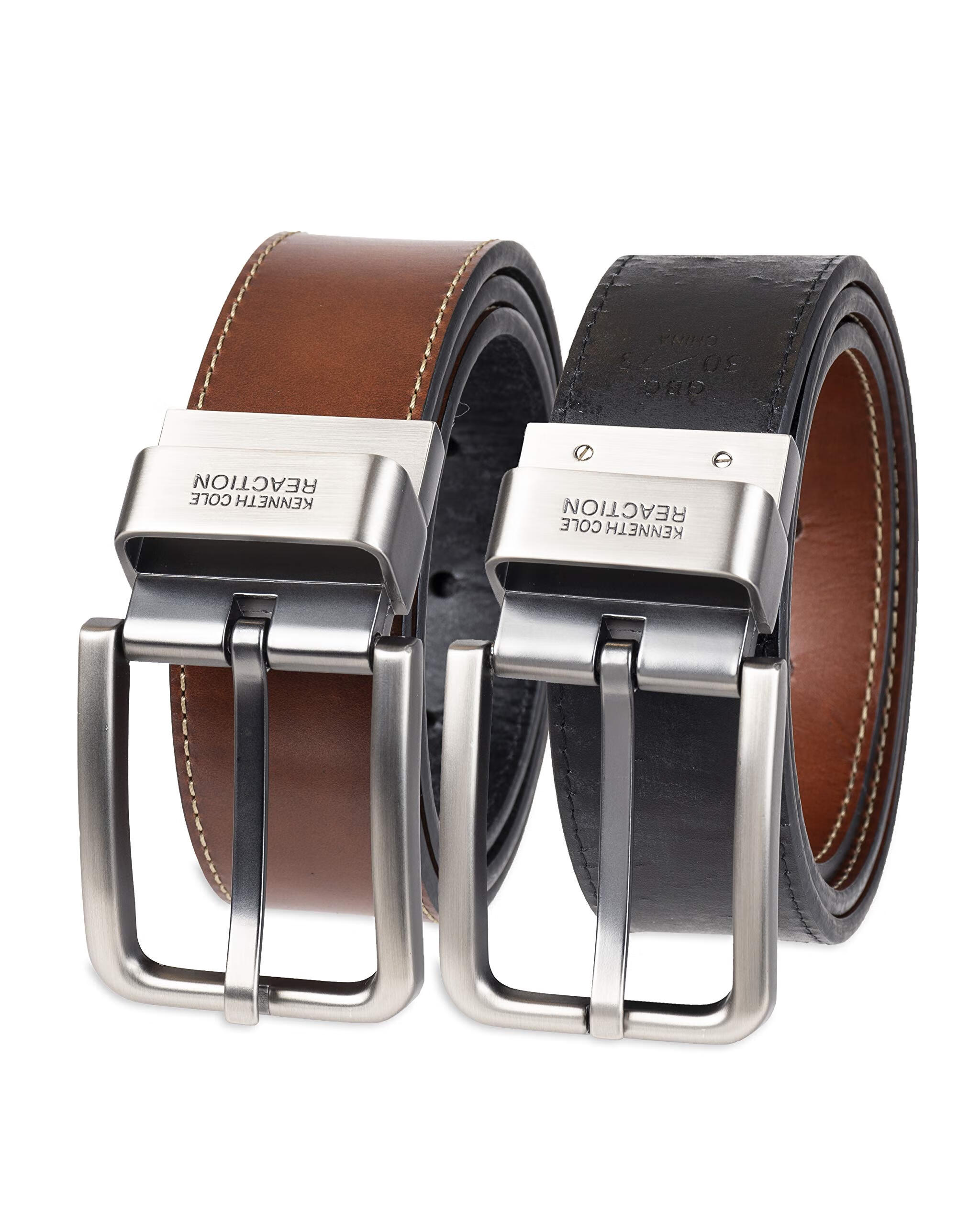 Kenneth Cole Reaction Kenneth Cole 男式面腰带  BK Classic Brown/Black 32