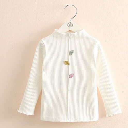 尚居芳儿童高领打底衫女童内搭长袖t恤半高领树叶春秋新款女童上衣