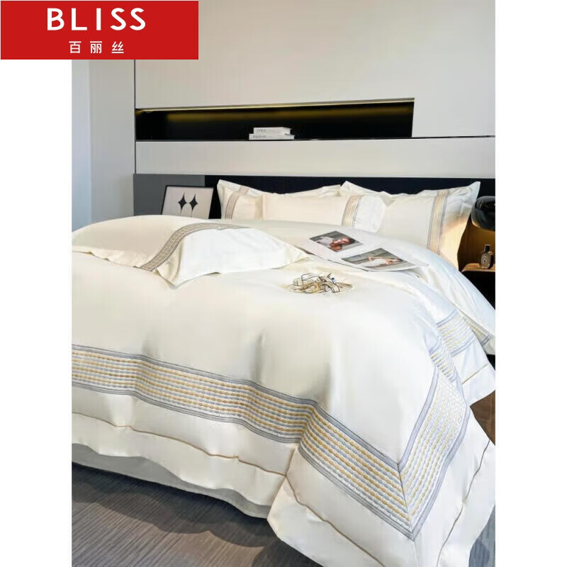 百丽丝（BLISS）水星家纺出品七星级酒店风纯棉床单四件套肤裸睡全 白色 1.5m床单款/四件套/被套2.0x2.3