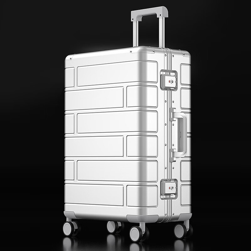EBEN行李箱铝镁合金行李箱20英寸高端登机拉杆箱商务旅行箱子登机箱 银色 20寸