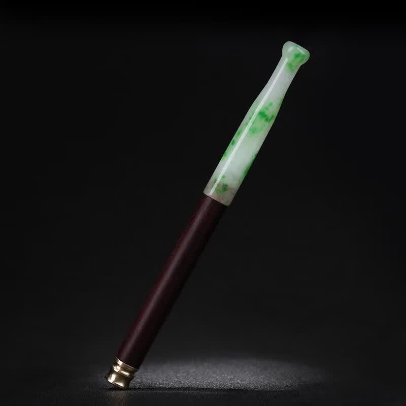 gjxbp缅甸精选老料翡翠玉石长烟嘴高档可清洗循环型纯铜血檀实木烟斗