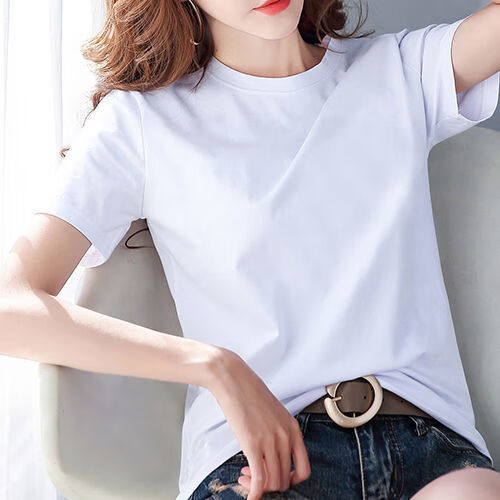 裙中长款特大码300斤200斤大码女装胖女人mm短袖 白色 模特同款短袖 s