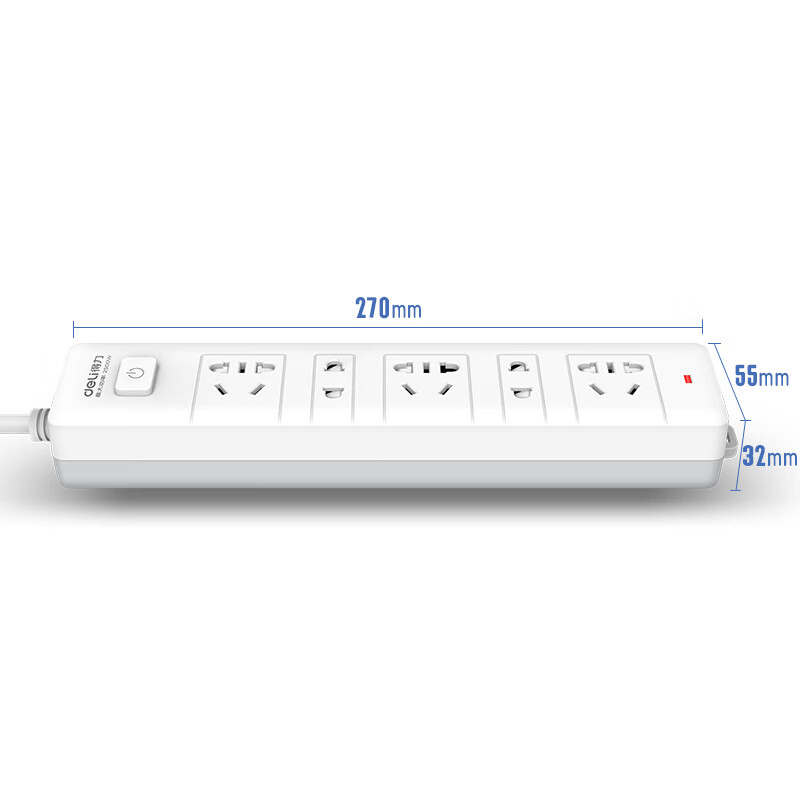 得力（deli） 新国标安全插座 插排/插线板/接线板/排插/拖线板 总控开关 儿童保护门 5位2米 18252