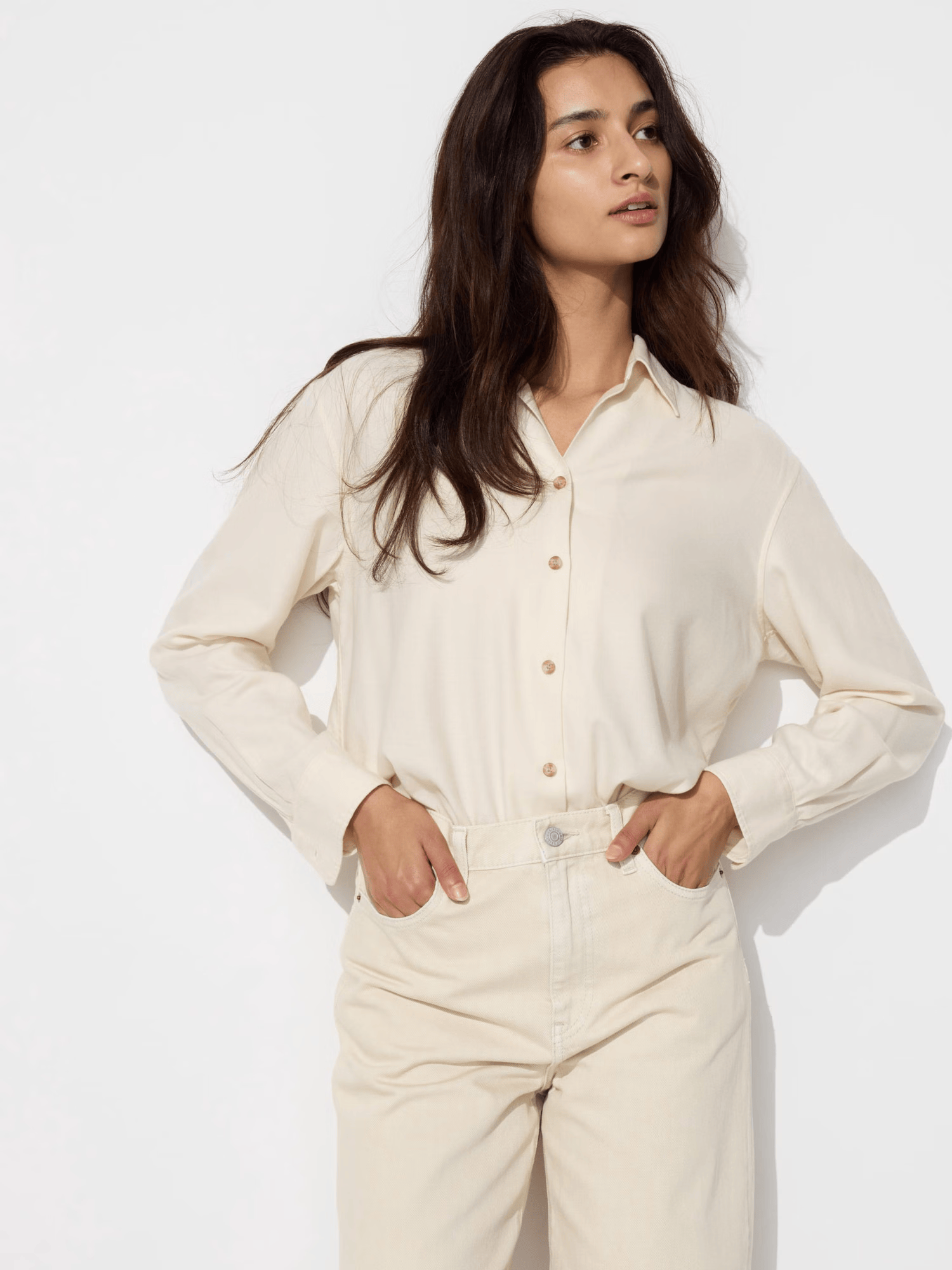 优衣库(uniqlo) 进口女装上衣 女士柔软法兰绒船长休闲干练衬衫 off