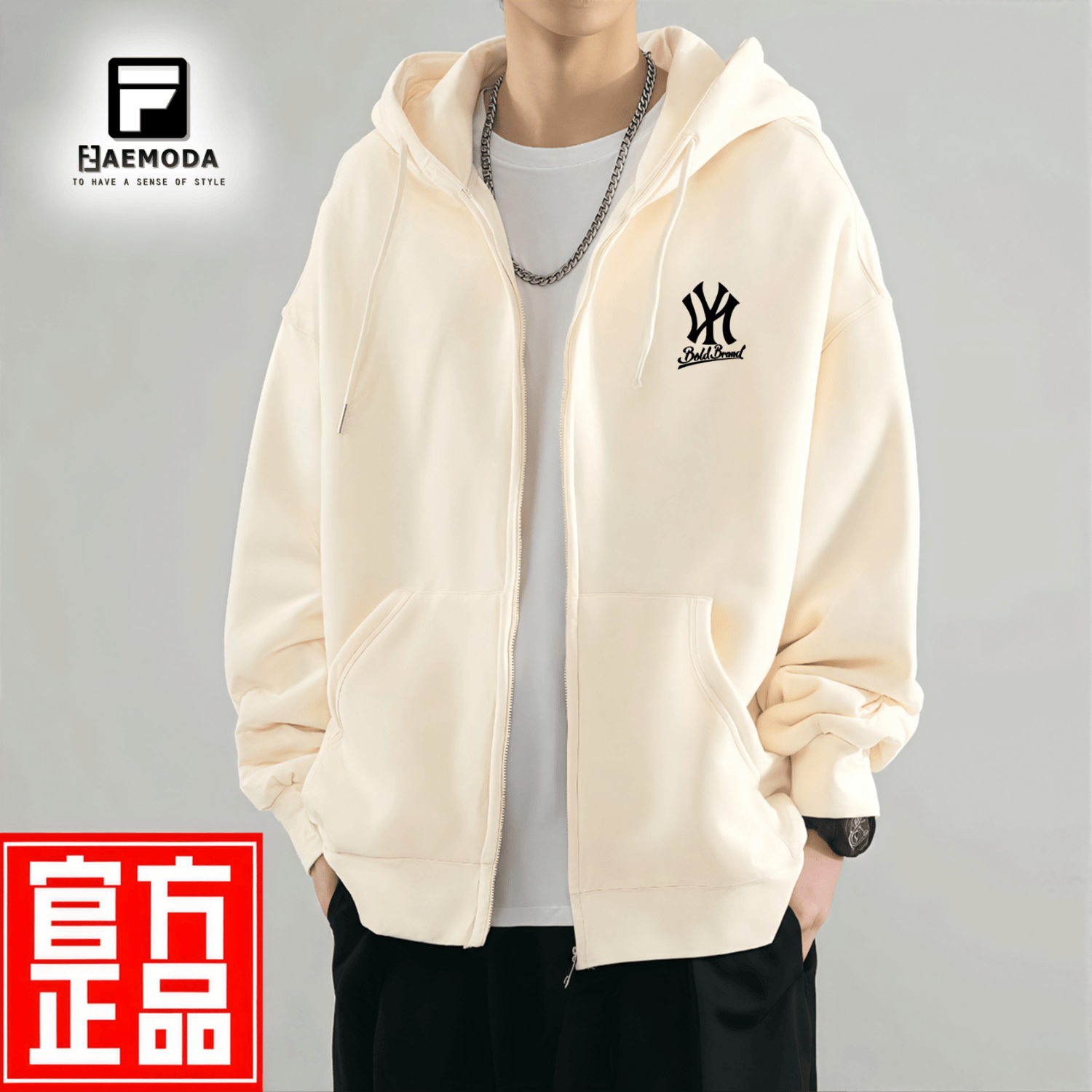 FEAE官方品牌外套男2025春秋重磅刺绣开衫卫衣男连帽上衣休闲宽松男装 深灰色&春秋款 -官方正品 XL 码【建议130-155斤】-开衫