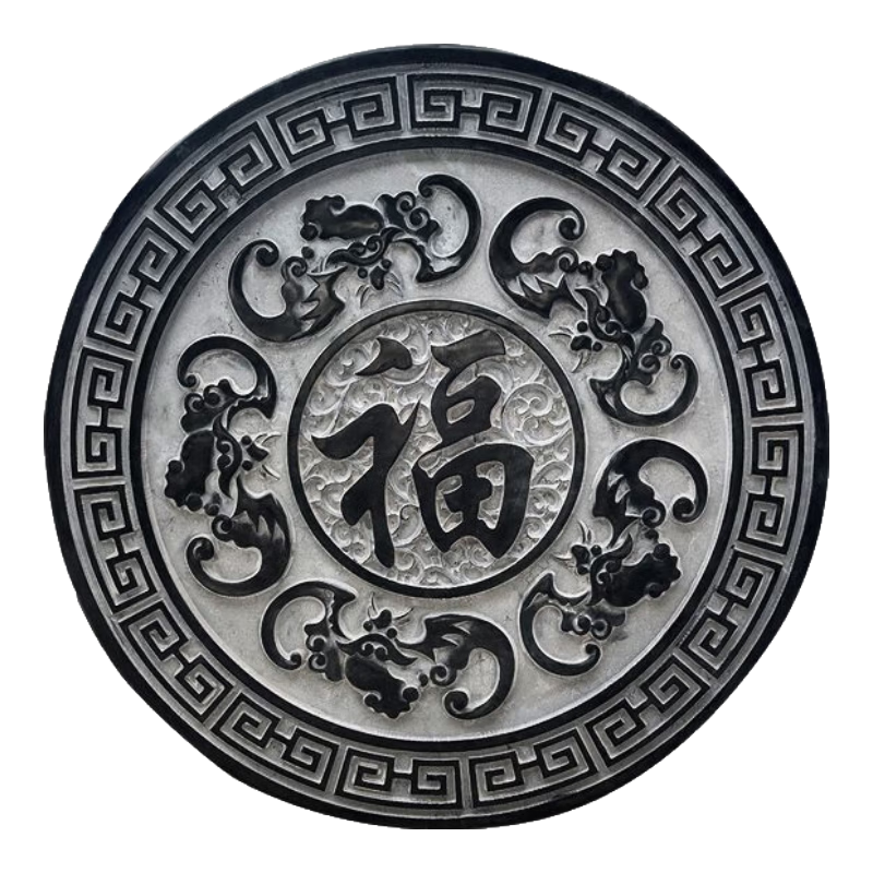 石雕浮雕壁畫仿古青石地雕晚霞紅漢白玉庭院別墅影壁背景墻裝飾 青石 直徑50厚5公分