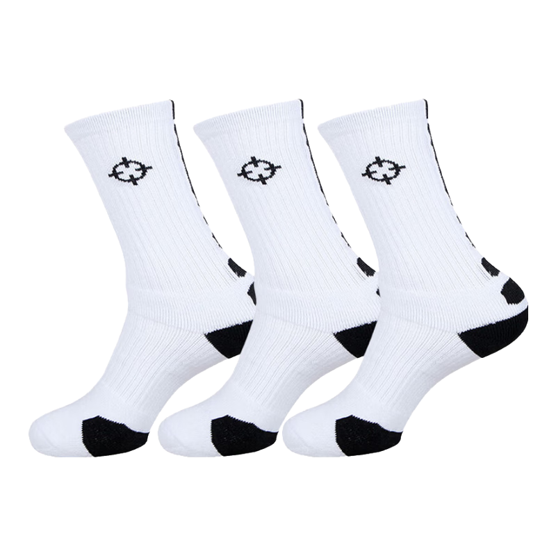 準(zhǔn)者籃球襪子男運(yùn)動(dòng)休閑襪抗菌干爽吸汗加厚毛巾底專業(yè)級(jí)精英中筒襪子 【萊卡+止滑紗】白橙色 3雙