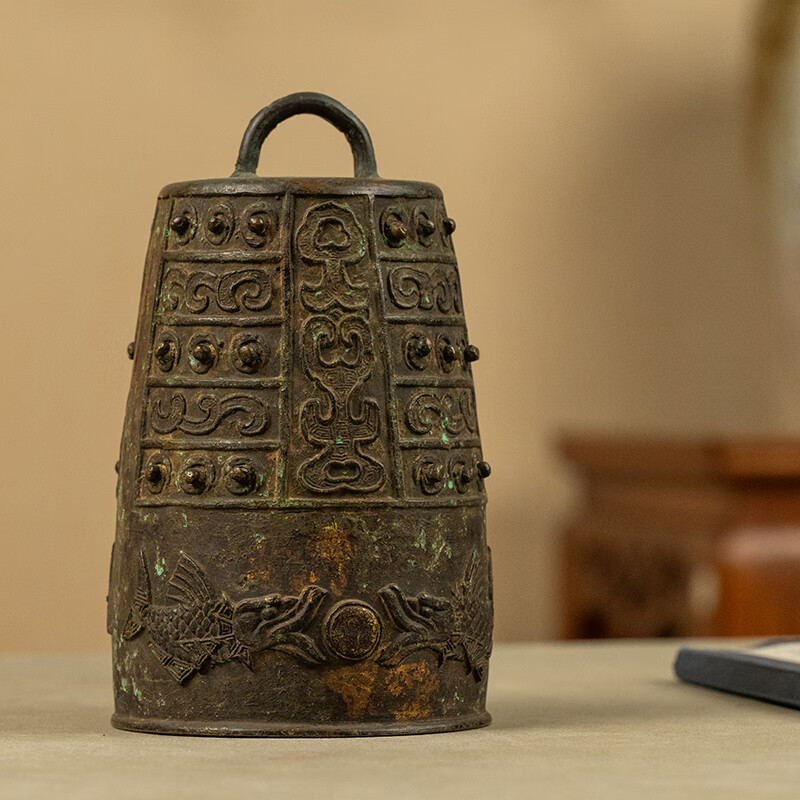 清代铜鱼纹编钟老物件文玩古董收藏真品铜制艺术品中式装饰摆件 10