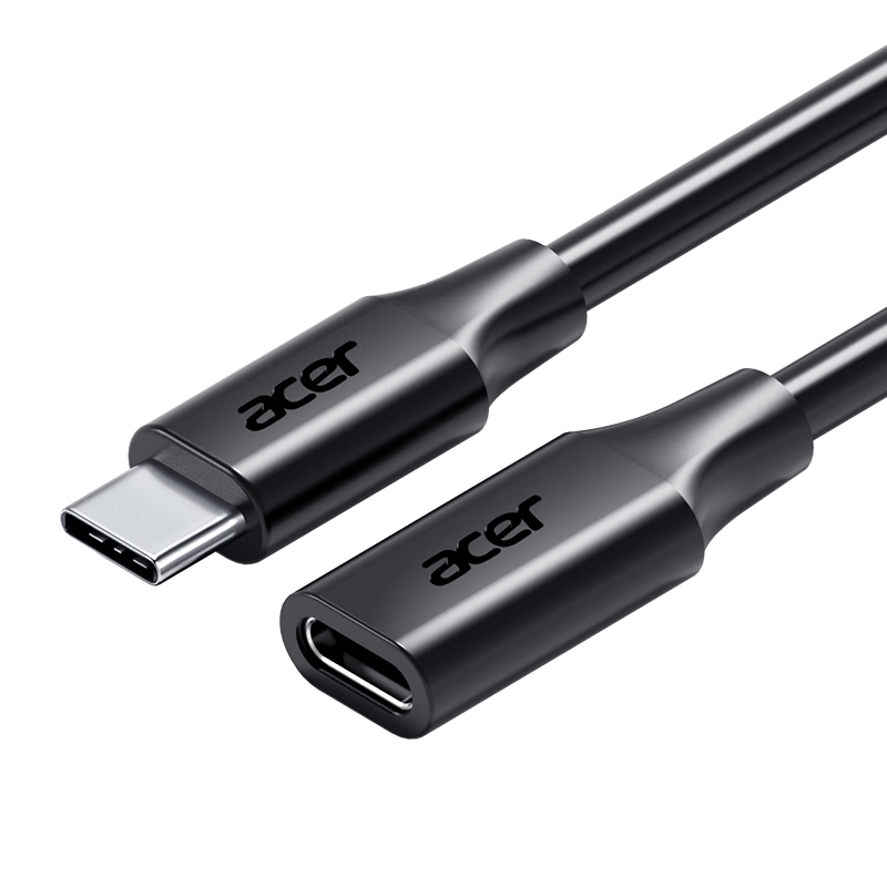 宏碁（acer）Type-c延長線公對母USB-C3.1gen2數(shù)據(jù)延長擴展線轉(zhuǎn)接4K投屏PD100W充電手機筆記本全功能加長1米