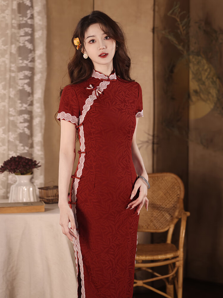 倾盏新中式红色旗袍裙2024新款夏季民国风改良年轻款少女高考旗开得胜