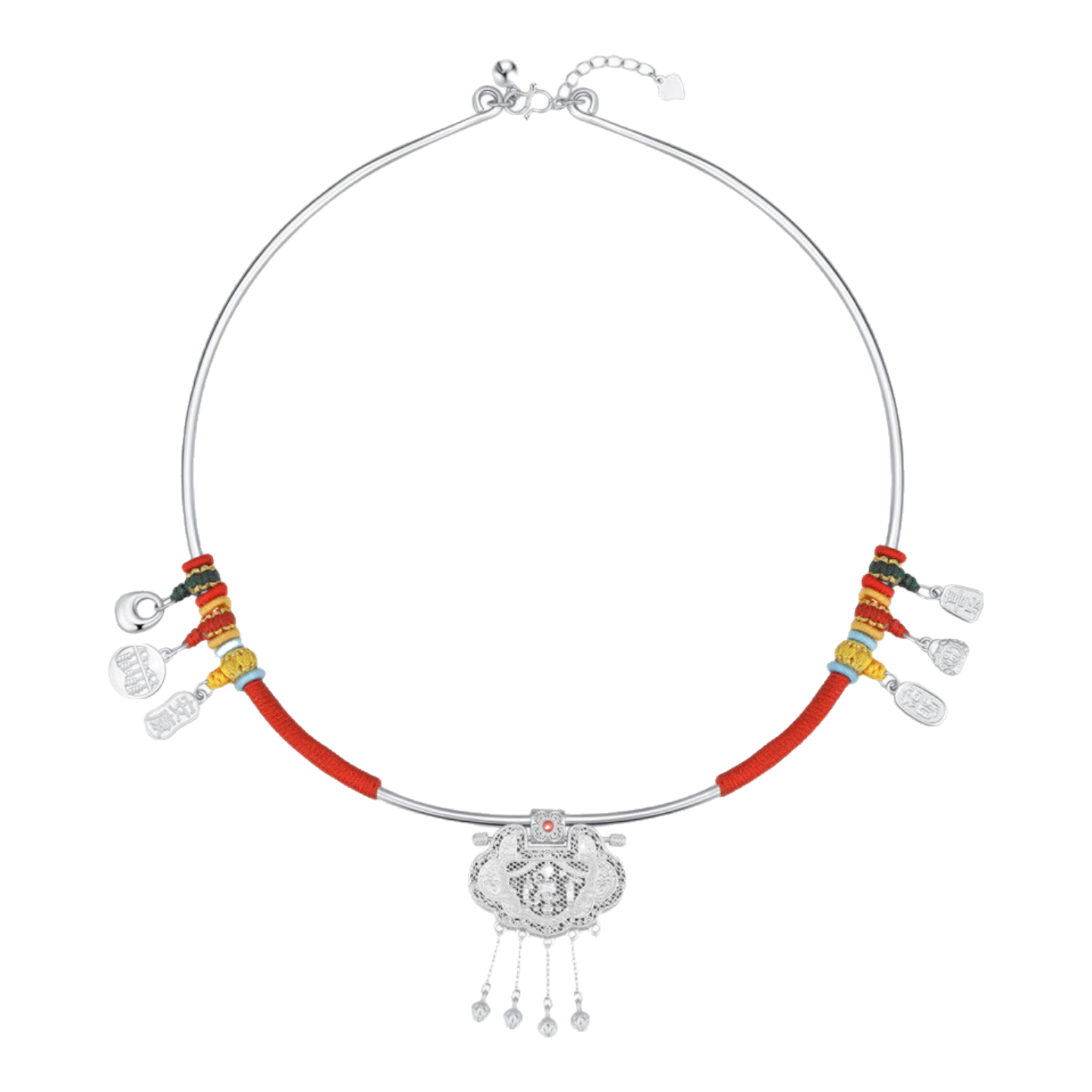 潮宏基 寶護(hù)足銀項(xiàng)圈女銀飾頸飾安康喜樂鎖項(xiàng)鏈送寶寶新生兒禮物 項(xiàng)圈