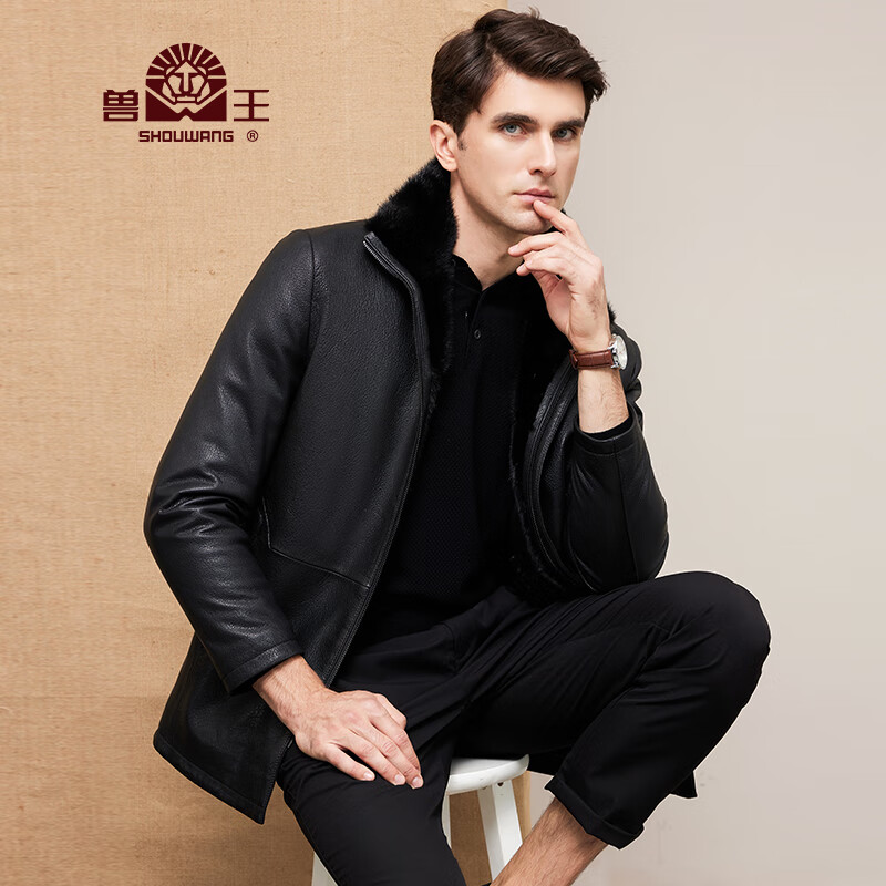 男士貂皮大衣山羊皮秋冬中长款加绒加厚高档男装海宁皮草商务休闲外套