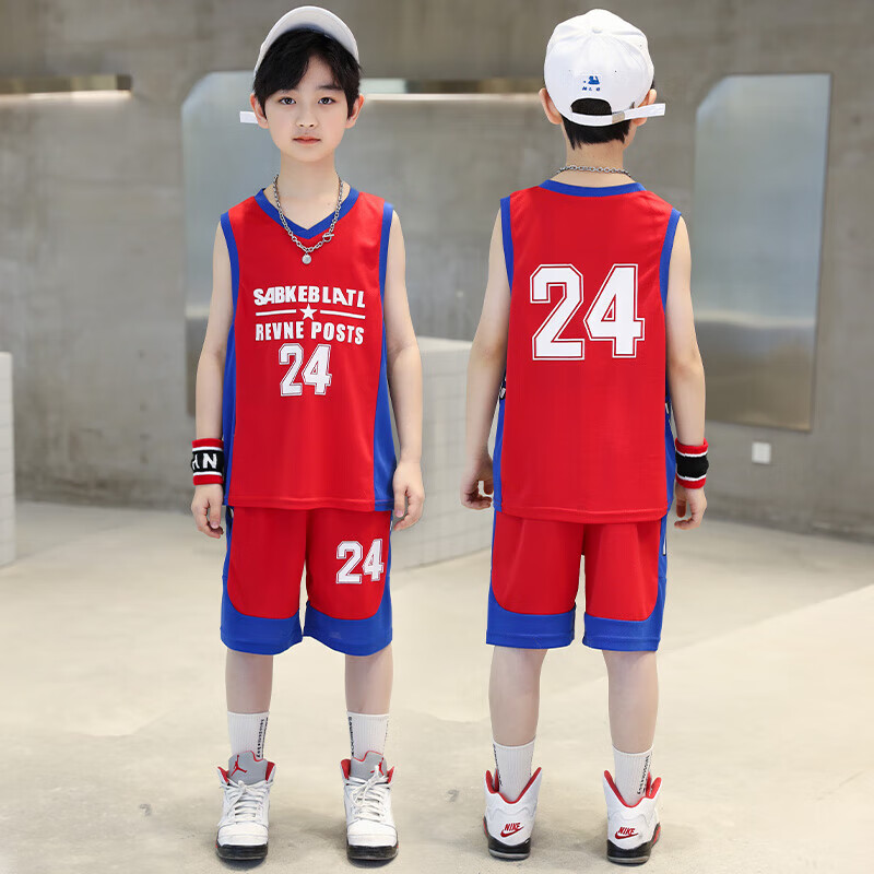 乔丹男童篮球服速干运动套装无袖夏季背心儿童男孩中大童24号科比球衣