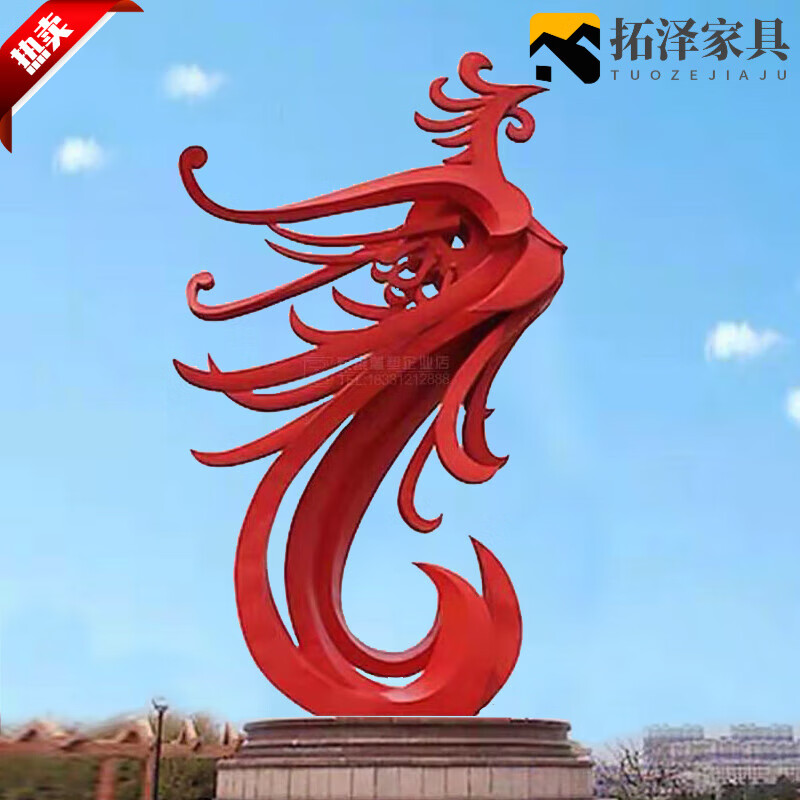 卡漫尔馨不锈钢抽象凤凰雕塑 大型抽象镜面不锈钢凤凰雕塑定制城市