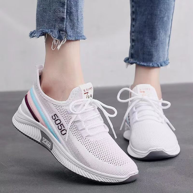 意尔康潮牌春女鞋子小白鞋女透气舒适老北京网面单鞋女士休闲运动鞋