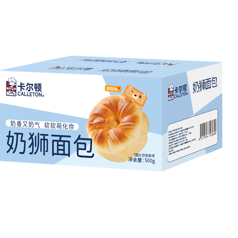 卡尔顿（Calleton）奶狮手撕面包点心营养早餐代餐整箱下午茶休闲零食小吃整箱500g