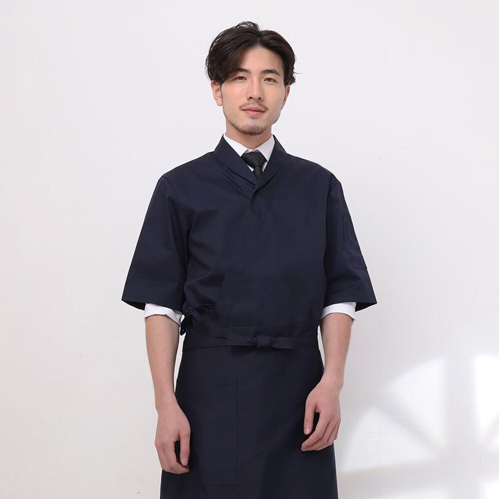 离境天日式厨师服高端日式工作服翻领我的前半生寿司服日本厨师 藏青