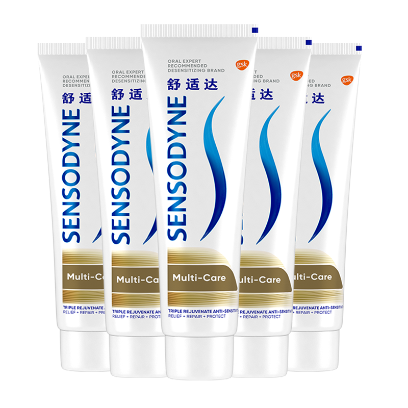 舒适达家庭实惠装 多效牙龈护理 清新口气 劲速缓解牙敏感 美白防蛀含氟 多效护理套装540g