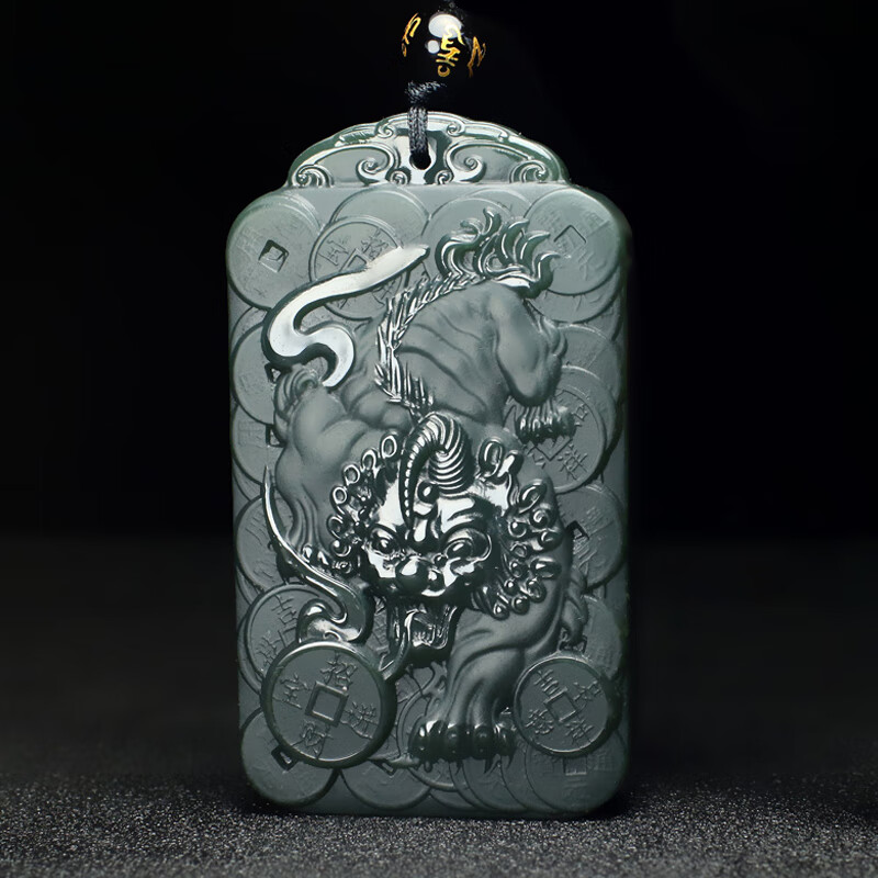 彩玉人间和田玉貔貅玉牌新疆青玉招财皮休玉吊坠男女玉石财源广进玉佩