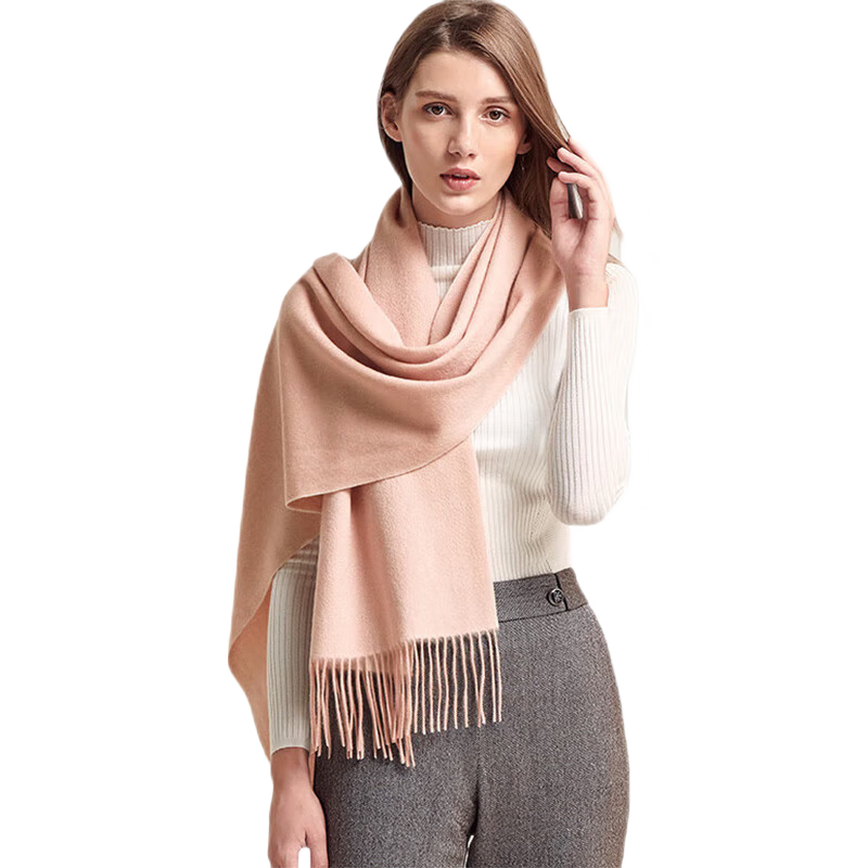 寶石蝶100%山羊絨圍巾女秋冬季保暖圍巾披肩圍脖女生生日禮物女士禮盒裝