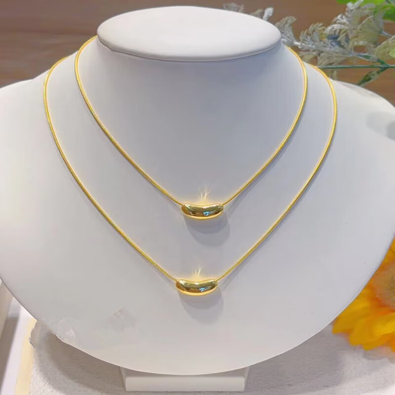 lpez老凤凰黄金相思豆蛇骨项链女999足金5g小金豆锁骨套链送女友礼物