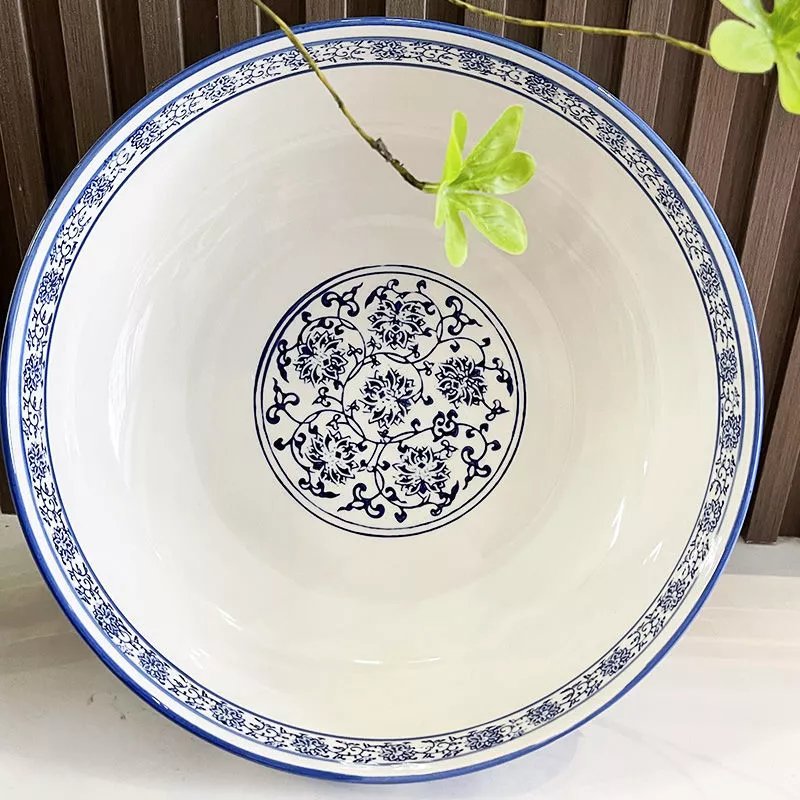 青花瓷水煮鱼大碗酸菜鱼大盆碗大容量家用毛血旺碗酒店陶瓷汤盆 优级品 青花瓷8英寸(1个)