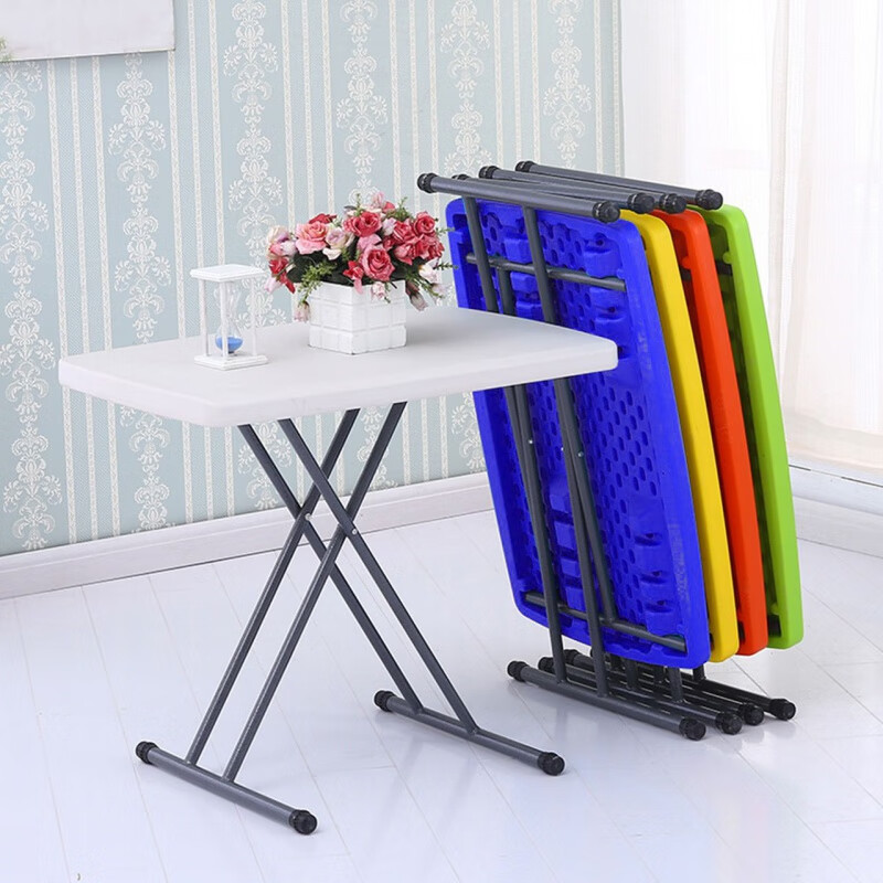朵貌德国品质可升降折叠桌户外摆摊烤火地摊简易家用学习桌椅小桌子餐 白色76x50高度75cm可调