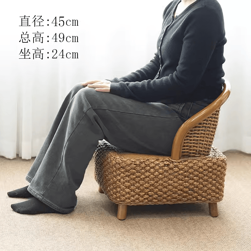 诗亭坊藤椅真藤 天然藤椅家用藤椅单人真藤靠背小椅子阳台休闲小藤椅