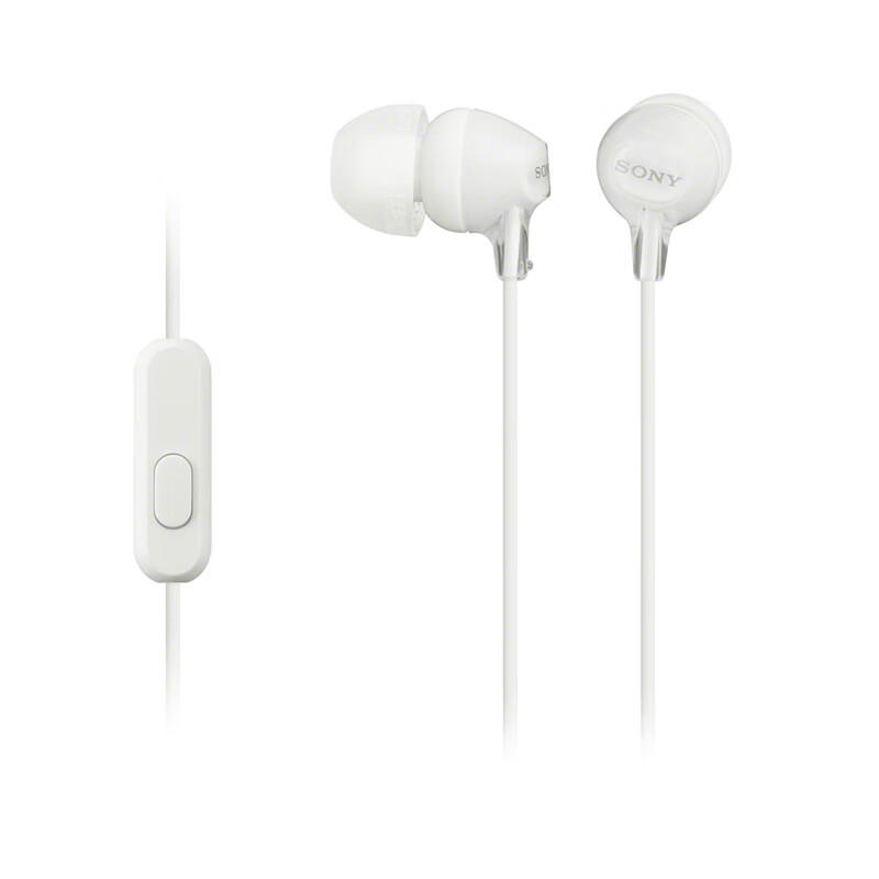 索尼（SONY）原装Sony索尼 MDR-EX15AP有线耳机入耳式重低音线控带麦圆头手机 白色带麦
