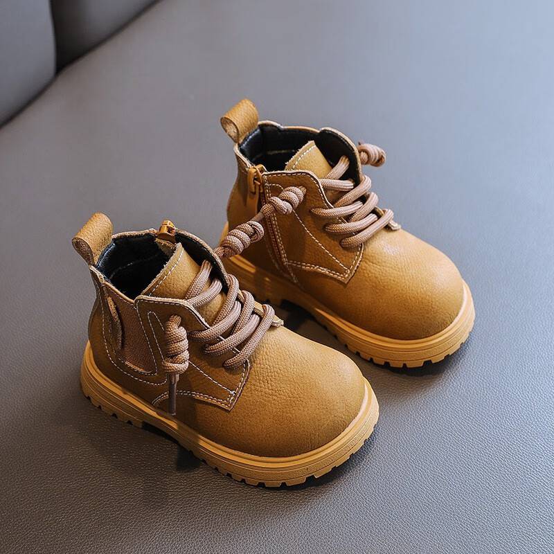戴丽格15—37码宝宝鞋子春季婴儿软底学步鞋0一1-2-3岁小黄靴短靴 棕色 15码内长11.5cm